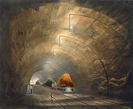 'The Tunnel', Liverpool and Manchester Railway, 1833. Artist: Thomas Talbot Bury
