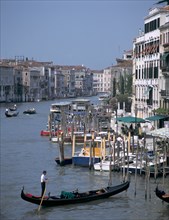 Grand Canal from Rialto Bridge, Venice Italy.