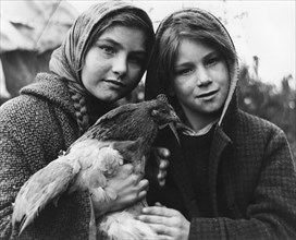 Janie and her brother, gipsy family, Charlwood, Surrey, 1964.