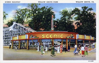 Entrance to the scenic railway, Willow Grove Park, Willow Grove, Pennsylvania, USA, 1940. Artist: Unknown