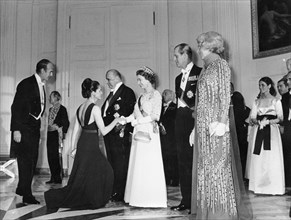 The Queen and Prince Philip with President Pompidou and his wife, Versailles, France, c1970s. Artist: Unknown