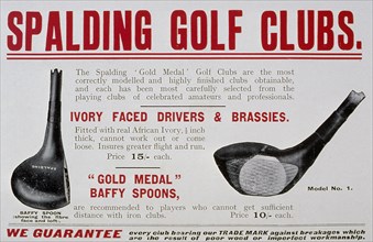 Advertisement for Spalding golf clubs, 1910. Artist: Unknown