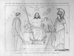 Zeus and Athena decide to send Hermes to Calypso, c1833. Artist: Unknown