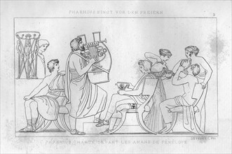 'Phemius sings for the suitors of Penelope', c1833. Artist: Unknown