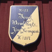 Sign on a soldier's cottage, Värmland, Sweden. Artist: Karl Sandels