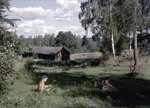 Two boys in the countryside during their summer holidays, Sweden, 1950s. Artist: Karl Sandels