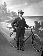 Posed man with his bicycle, Landskrona, Sweden, 1910. Artist: Unknown