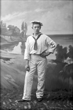 Posed sailor, photographed in Carl Christersson's studio, Landskrona, Sweden, 1910. Artist: Unknown