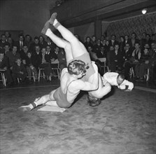 Wrestling match, Landskrona, Sweden, 1955. Artist: Unknown