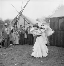 A girl dancing at a gypsy camp, Landskrona, Sweden, 1954. Artist: Unknown