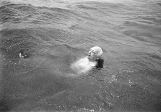 Old man bathing in Öresund, Landskrona, Sweden 1966. Artist: Unknown