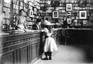 Interior of a bookshop, Landskrona, Sweden, 1895. Artist: Unknown