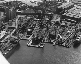 Aerial view of Kockums shipyard, Malmö, Sweden, 20th century. Artist: Unknown