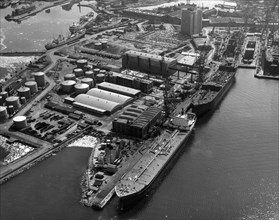 Aerial view of Kockums shipyard, Malmö, Sweden, 1963. Artist: Unknown