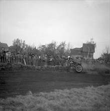 Dirt track motorcycle racing, Arlöv, Scania, Sweden, 1947. Artist: Otto Ohm