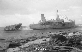 The mail Steamer 'Rex', wrecked near Lohme, on the north coast of Rügen, Germany, 1900. Artist: Otto Ohm