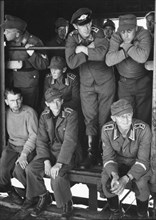 German prisoners of war on a train, Trelleborg station, Sweden, 1945. Artist: Unknown