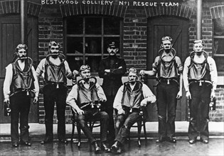 Bestwood Colliery no 1 rescue team, Nottinghamshire, 1911. Artist: Unknown