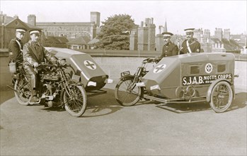 Campion Brothers motorcycle ambulances, Nottingham, Nottinghamshire, c1916. Artist: Unknown