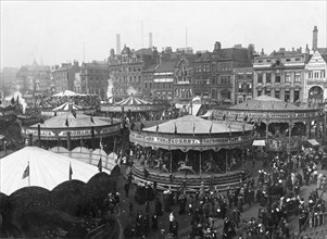Goose Fair, Market Place, Nottingham, Nottinghamshire, 1914(?). Artist: Henson & Co