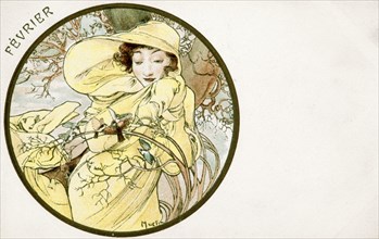 'February', 1900. Artist: Alphonse Mucha
