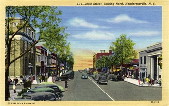 Main Street looking north, Hendersonville, North Carolina, USA, 1940. Artist: Unknown