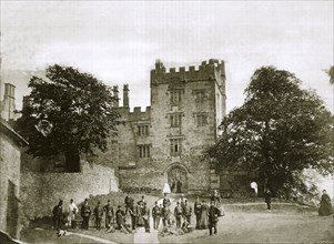 Visit of 200 Belgian volunteers to Haddon Hall, Derbyshire, 1867. Artist: Unknown