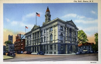 Exterior view of the City Hall. Elmira, New York, USA, 1940. Artist: Unknown