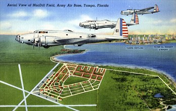 Aerial view of MacDill Field, Army Air Base, Tampa, Florida, USA, 1940. Artist: Unknown