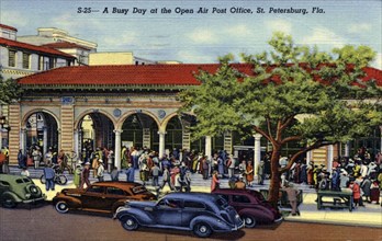 'A Busy Day at the Open Air Post Office, St Petersburg, Florida', USA, 1940. Artist: Unknown