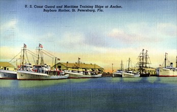US Coast Guard and maritime training ships, Bayboro Harbour, St Petersburg, Florida, USA, 1940. Artist: Unknown