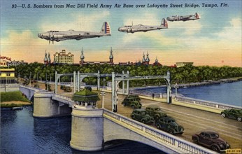 Aircraft above the Lafayette Street bridge, Tampa, Florida, USA, 1940. Artist: Unknown