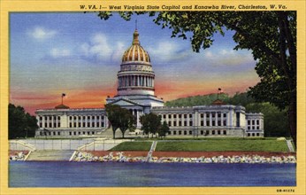 State Capitol and Kanawha River, Charleston, West Virginia, USA, 1940. Artist: Unknown
