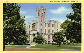 Beaver County Court House, Beaver, Pennsylvania, USA, 1940. Artist: Unknown