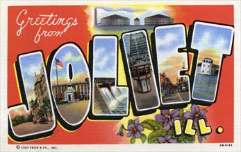 'Greetings from Joliet, Illinois', postcard, 1940. Artist: Unknown