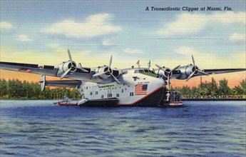 Transatlantic Clipper flying boat, Miami, Florida, USA, 1940. Artist: Unknown