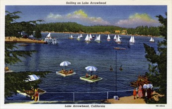 Sailing on Lake Arrowhead, California, USA, 1940. Artist: Unknown