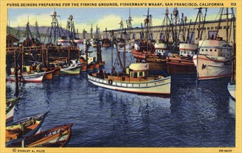 Purse seiners, Fisherman's Wharf, San Francisco, California, USA, 1940. Artist: Unknown