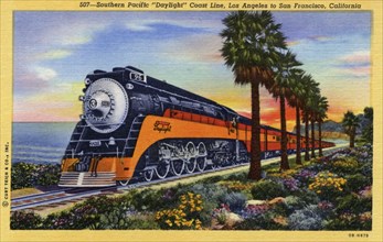 Southern Pacific 'Daylight' Coast Line, Los Angeles to San Francisco, California, USA, 1940. Artist: Unknown