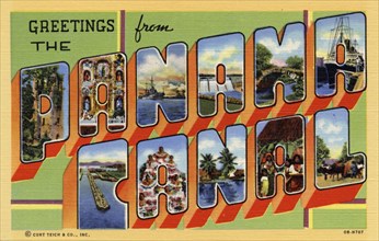 'Greetings from the Panama Canal', postcard, 1940. Artist: Unknown