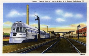 The 'Denver Zephyr' at Galesburg Station, Illinois, USA, 1940. Artist: Unknown