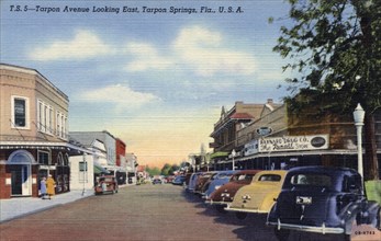 Tarpon Avenue looking east, Tarpon Springs, Florida, USA, 1940. Artist: Unknown