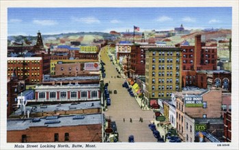 Main Street, looking north, Butte, Montana, USA, 1940. Artist: Unknown