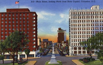 Main Street, looking north, Columbia, South Carolina, USA, 1940. Artist: Unknown