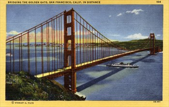 The Golden Gate Bridge, San Francisco, California, USA, 1945. Artist: Unknown