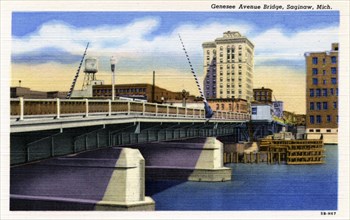 Genesee Avenue Bridge, Saginaw, Michigan, USA, 1945. Artist: Unknown