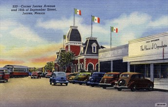 Corner of Juarez Avenue and 16th of September Street, Juarez, Mexico, 1943. Artist: Unknown