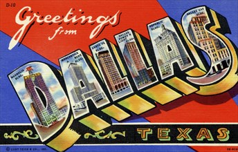 'Greetings from Dallas, Texas', postcard, 1943. Artist: Unknown