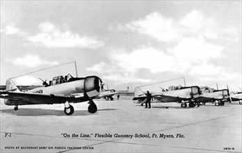 'On the Line', Flexible Gunnery School, Fort Myers, Florida, USA, 1943. Artist: Southeast Army Air Forces Training Center