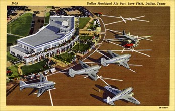 Dallas Municipal Airport, Love Field, Dallas, Texas, USA, 1942. Artist: Unknown